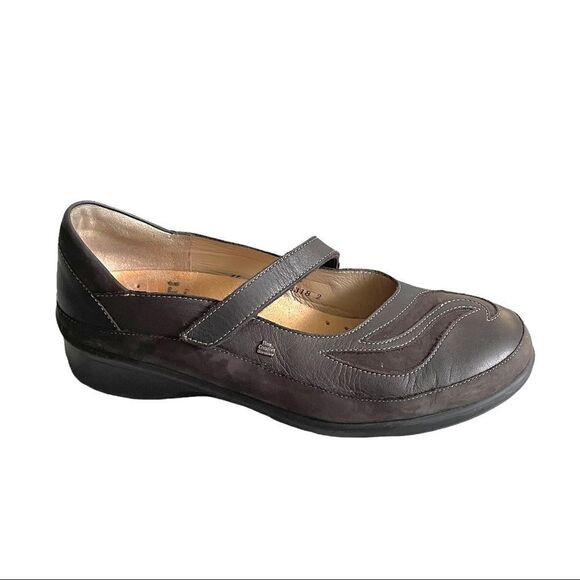 FINN COMFORT Germany Leather Mary Jane Slip-On Shoes Dark Brown 7 - Picture 1 of 13